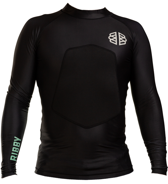 Ribby - Long Sleeve Black padded rash guard