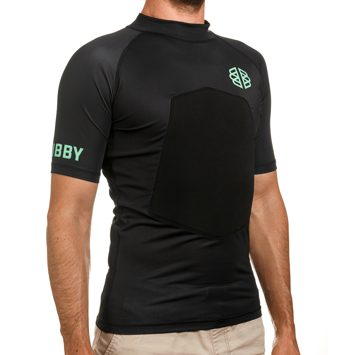 Ribby - Short Sleeve Black padded rash guard