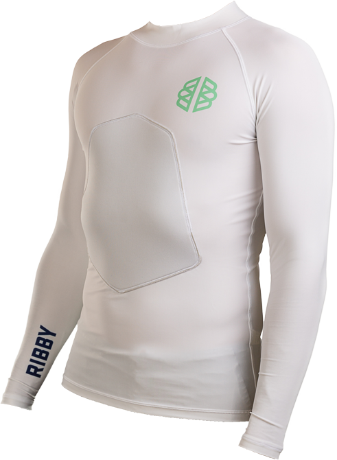 Ribby - Long Sleeve White padded rash guard