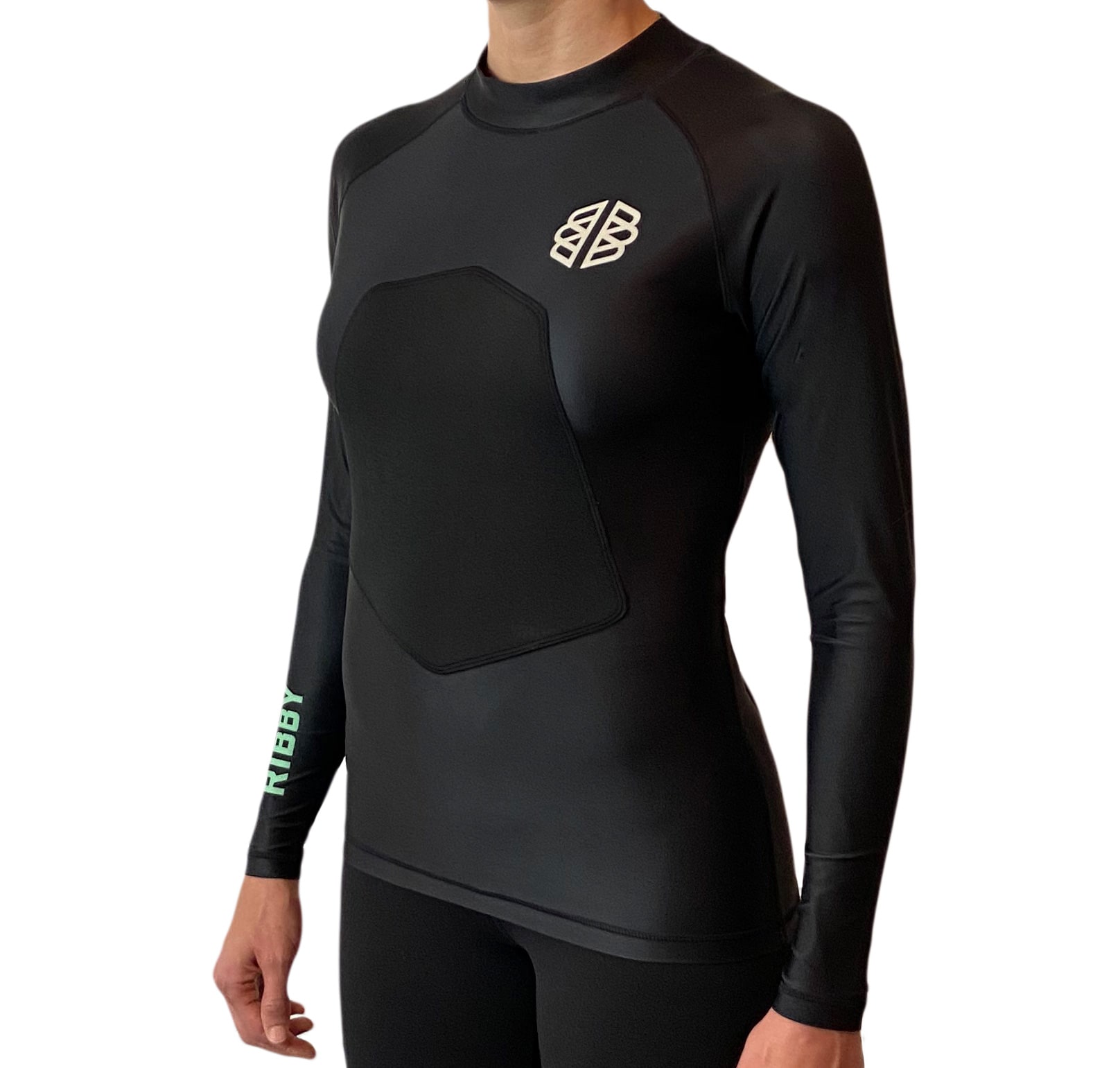 Ribby - Women's Long Sleeve Black padded rash guard